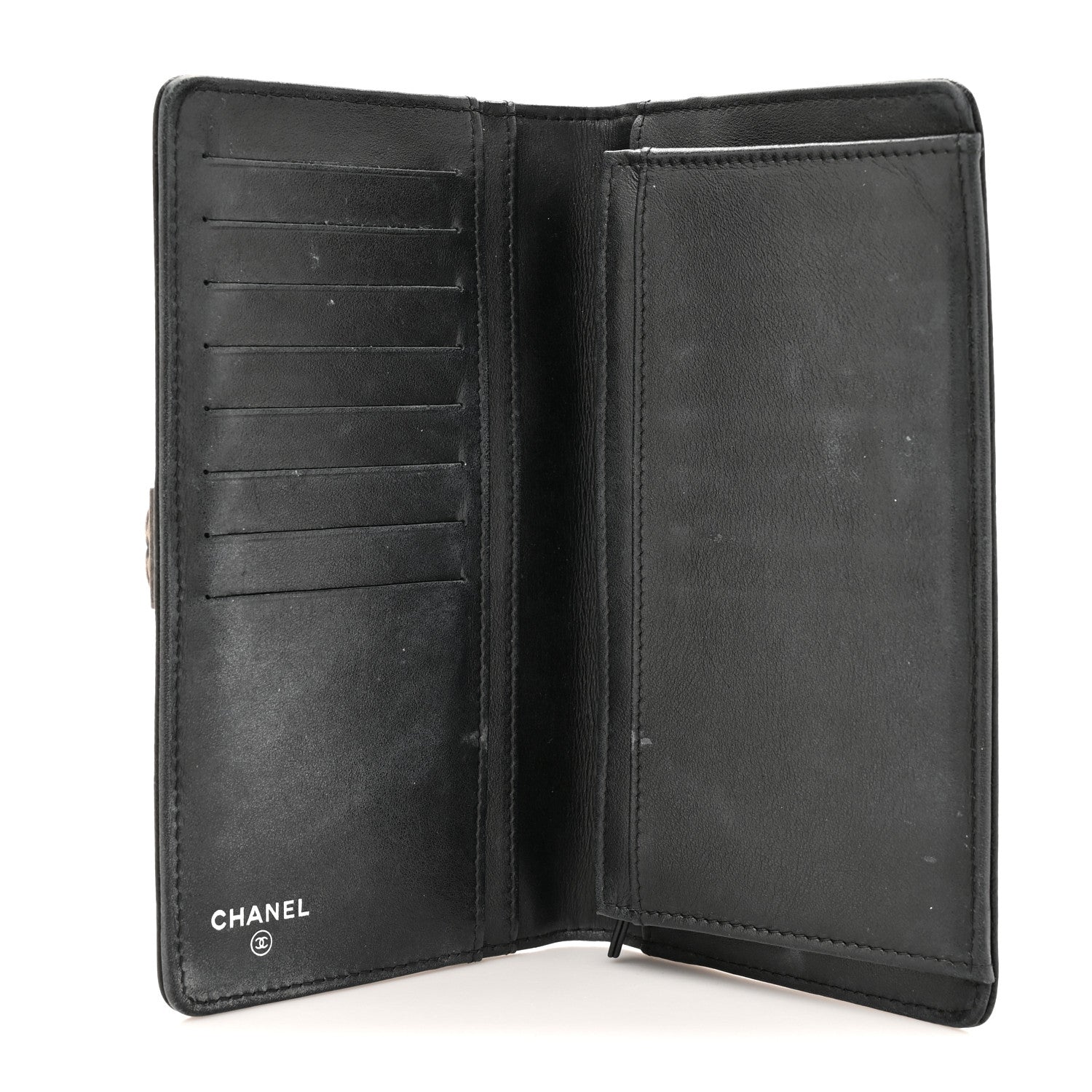 Caviar Quilted Boy Yen Wallet Black