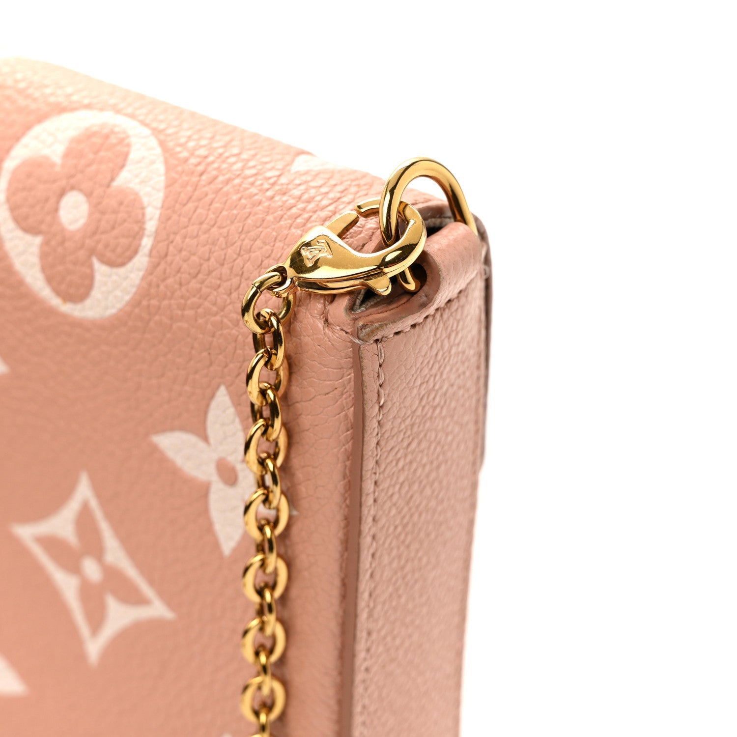 Louis Vuitton Empreinte Monogram Giant Felicie Pochette Chain Wallet Rose Trianon Creme