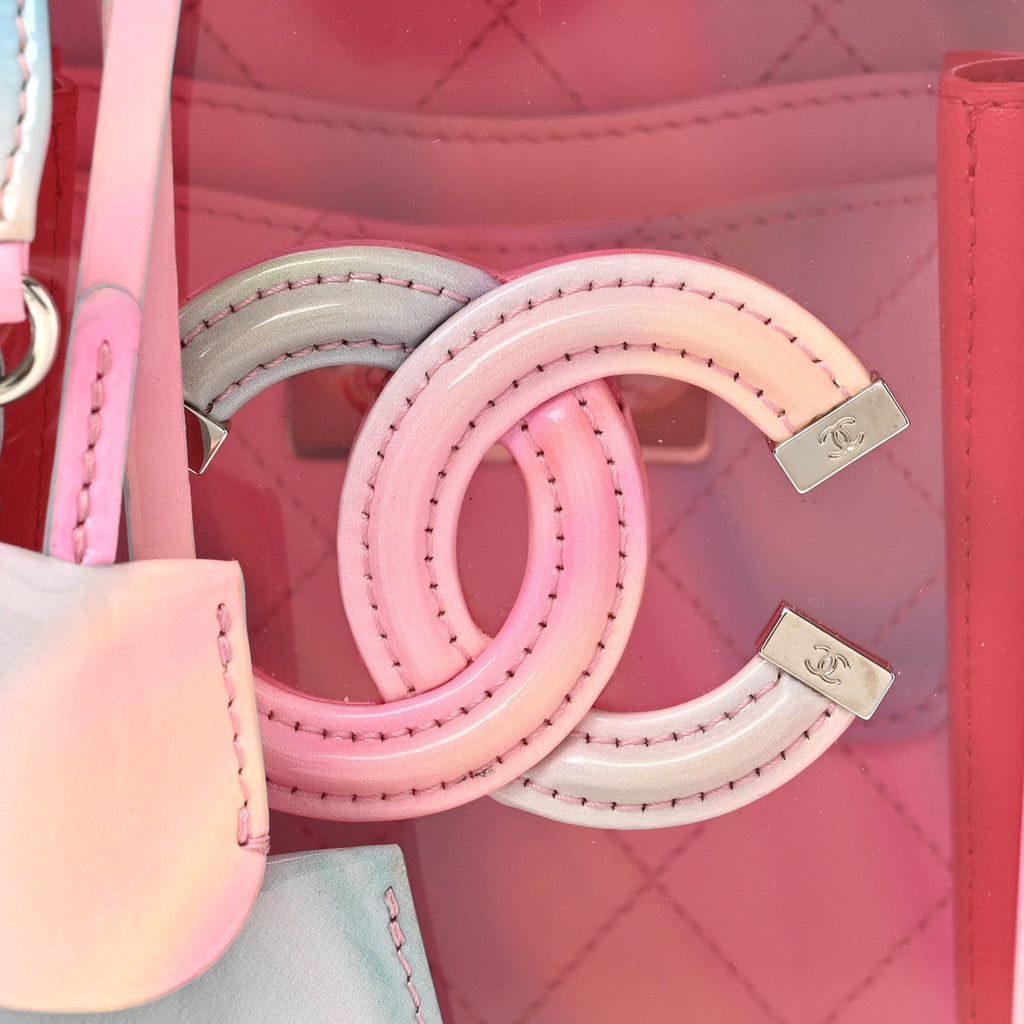 Chanel PVC Patent Calfskin Patent Lambskin Vertical Vanity Case Pink