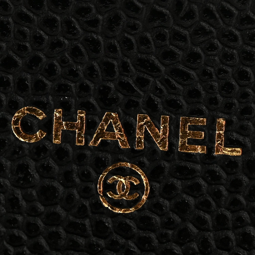 Caviar Quilted Flap Card Holder Wallet Black