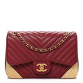 Chanel Calfskin Chevron Quilted Mini Rock The Corner Flap Red