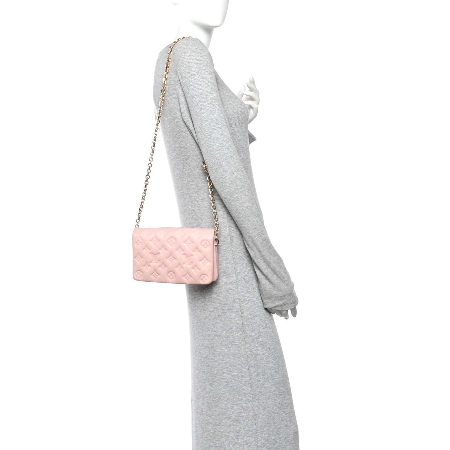 Louis Vuitton Lambskin Embossed Monogram Pochette Coussin Rose