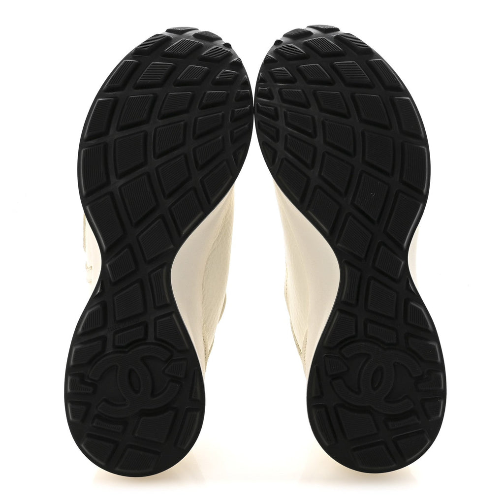 Calfskin Perforated CC Sneakers 36.5 White
