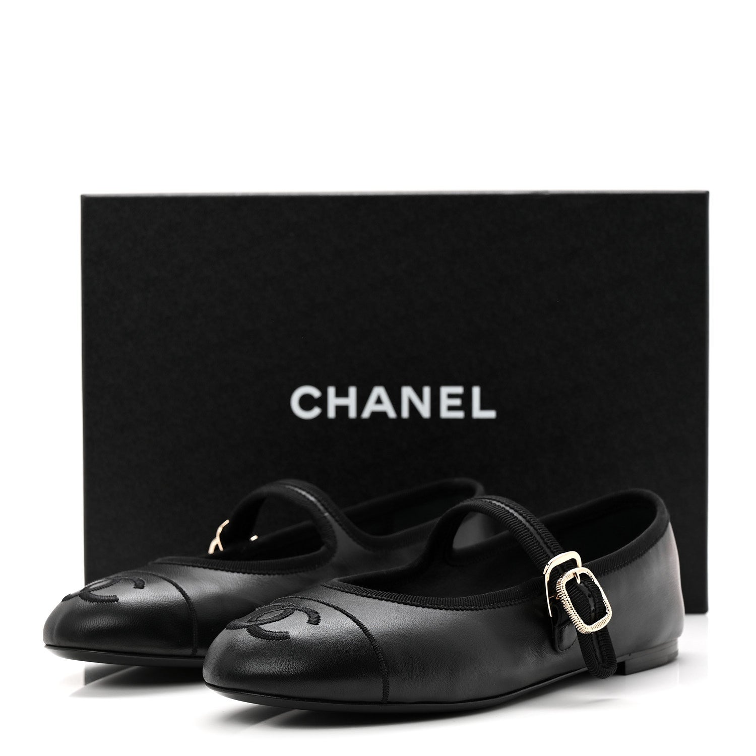 Lambskin Mary Jane Flats 37.5 Black