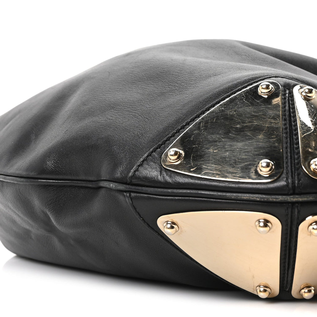 Gucci Calfskin Large Indy Top Handle Hobo Black