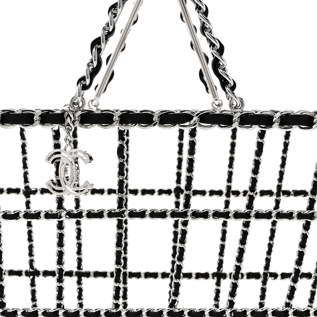 Chanel Brass Calfskin Medium Grocery By Chanel Shopping Basket Silver
