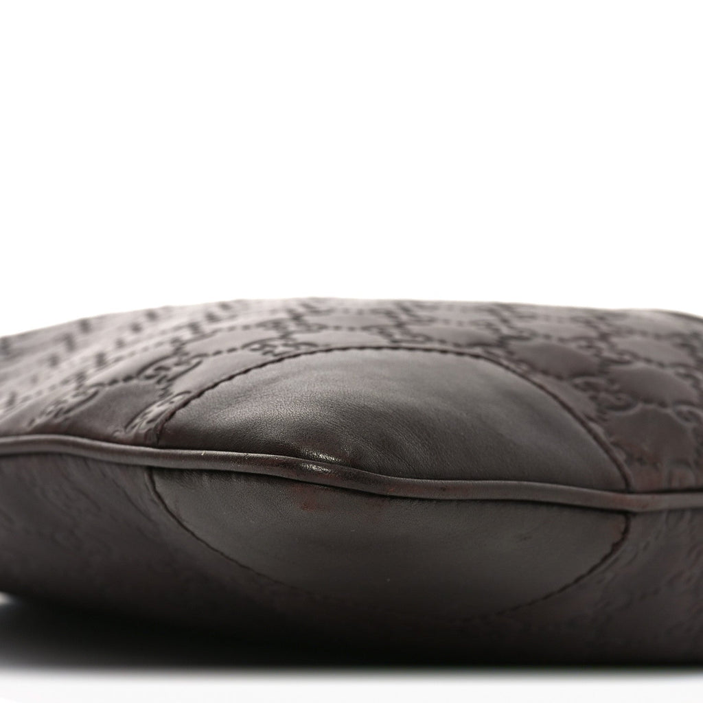 Gucci Guccissima Flat Messenger Bag Brown Dark Brown