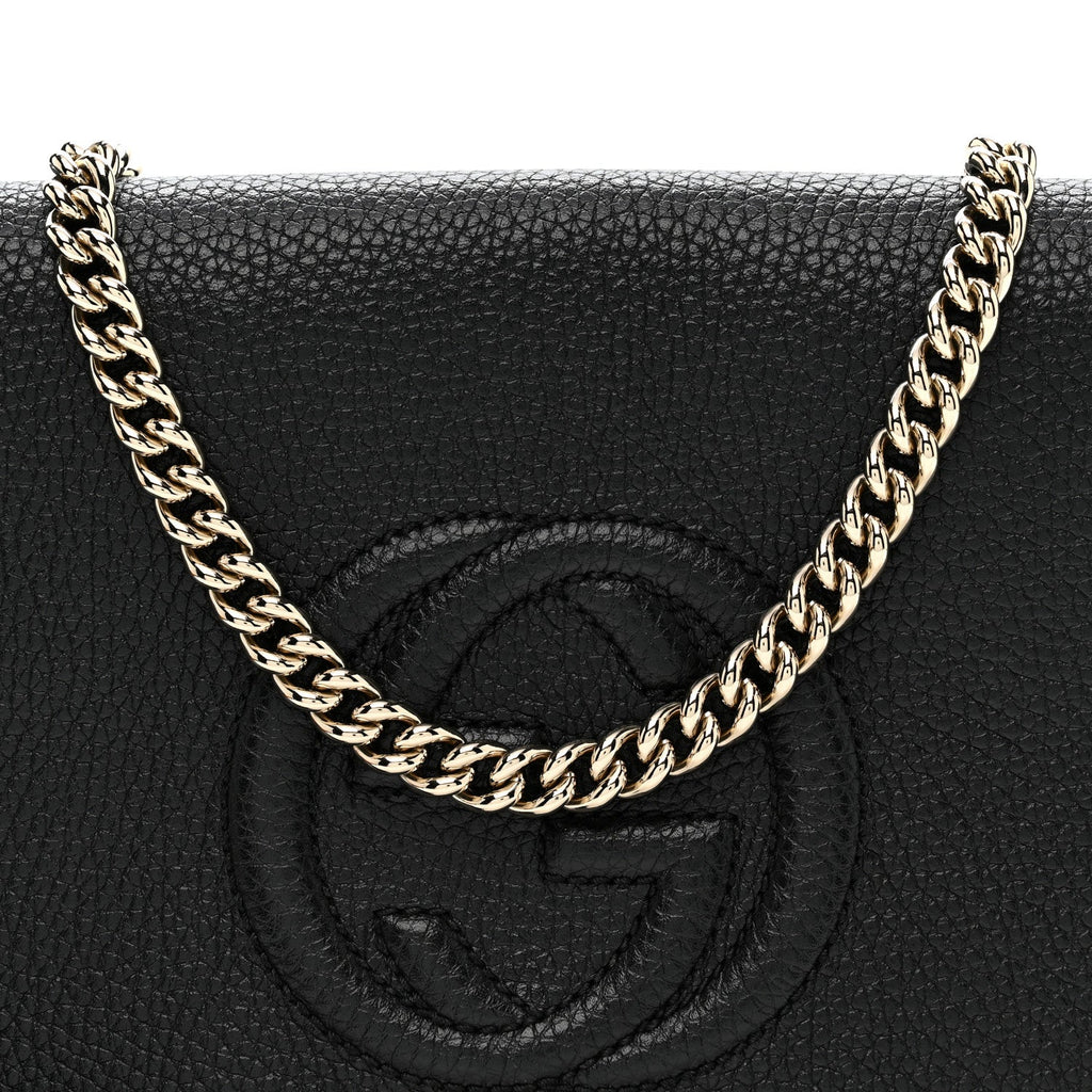 Gucci Pebbled Calfskin Medium Soho Flap Crossbody Black