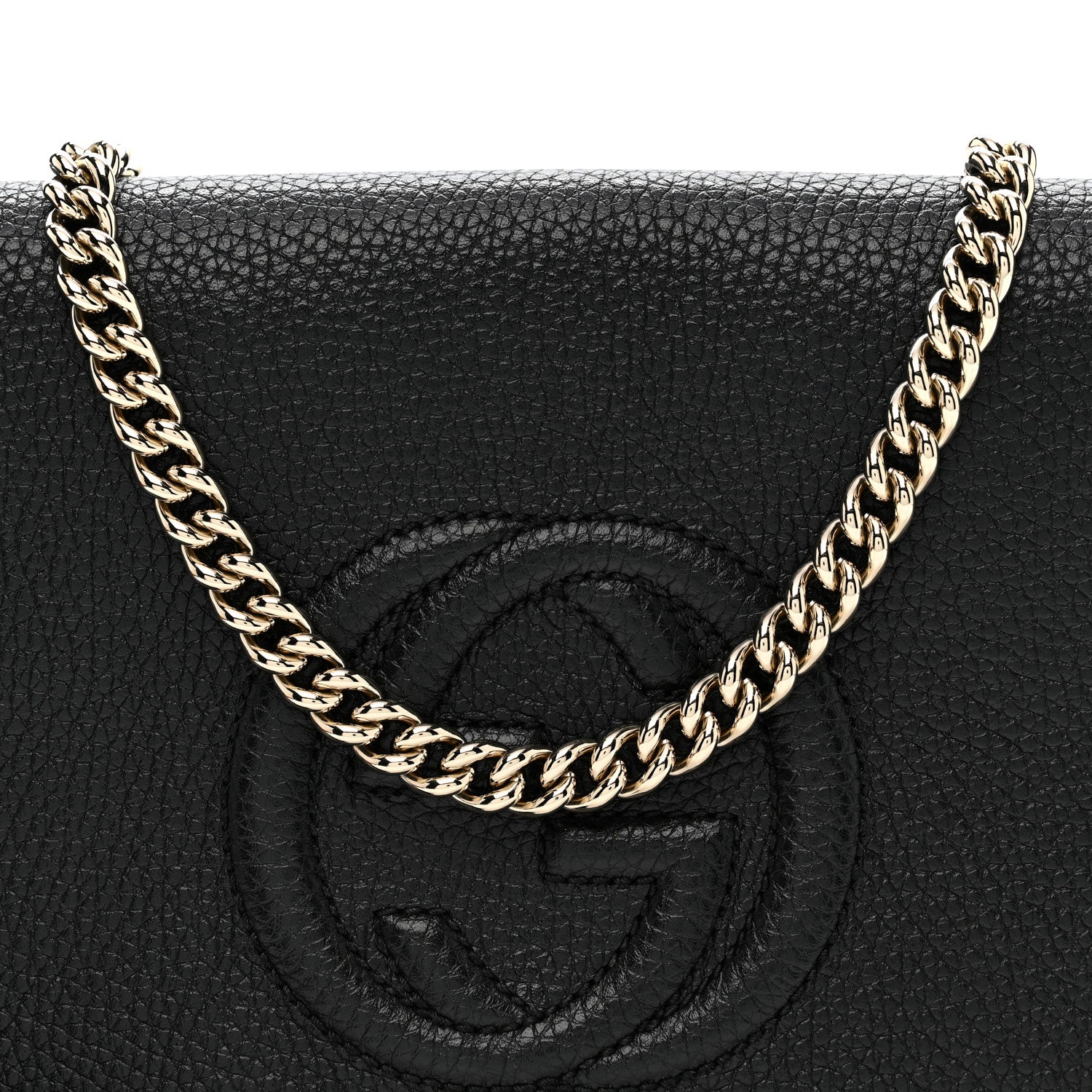 Gucci Pebbled Calfskin Medium Soho Flap Crossbody Black