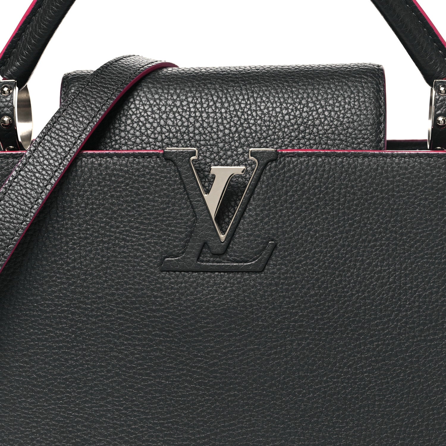 Louis Vuitton Taurillon Capucines PM Black Fuchsia