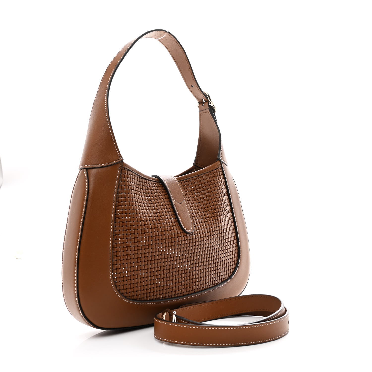 Gucci Woven Calfskin Medium Jackie 1961 Hobo Brown