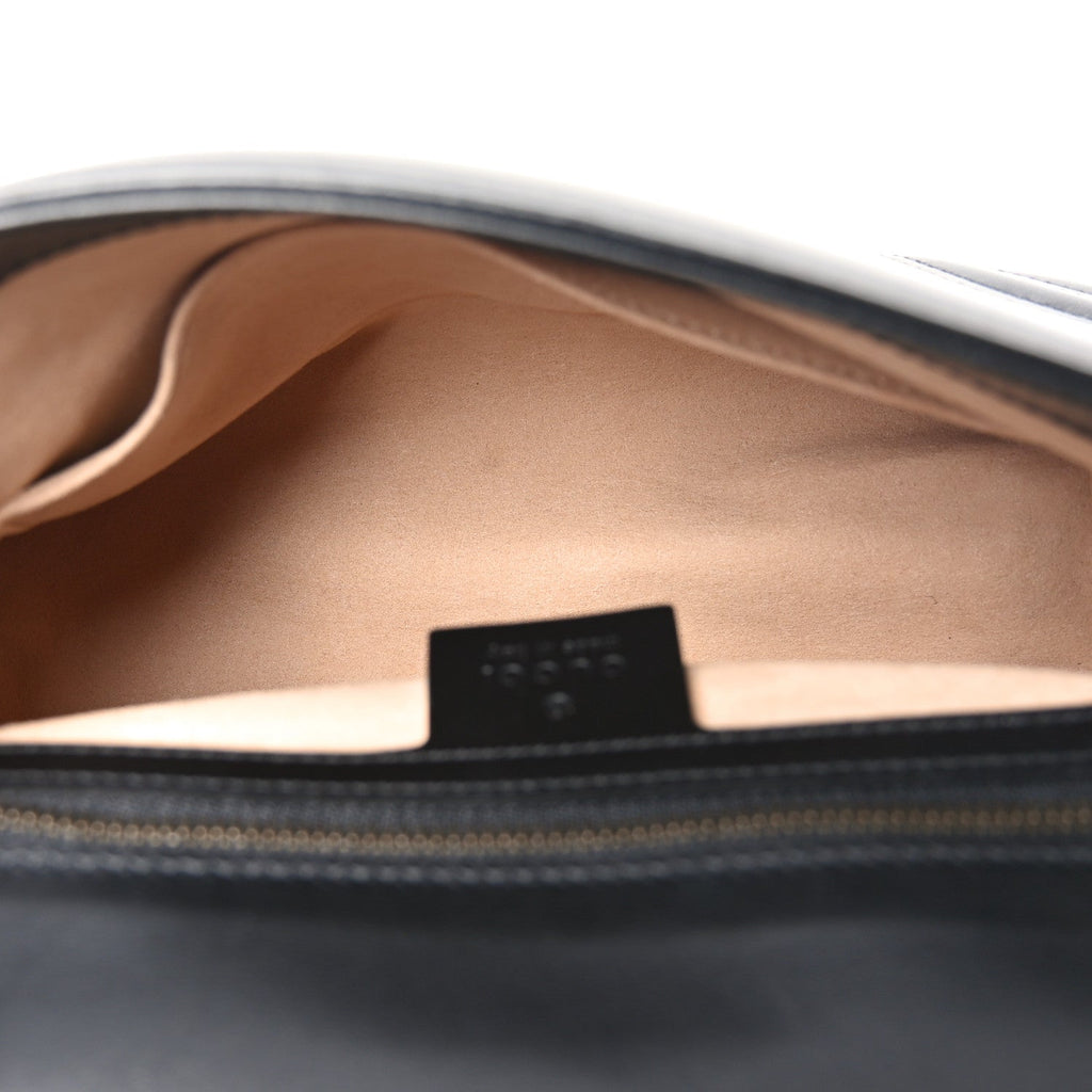 Gucci Calfskin Matelasse Small GG Marmont Top Handle Shoulder Bag Black