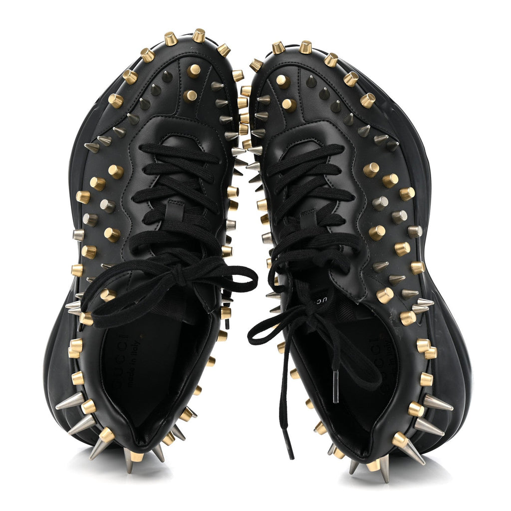 Gucci Demetra Spike Studded Mens Rhyton Sneakers 10 Black