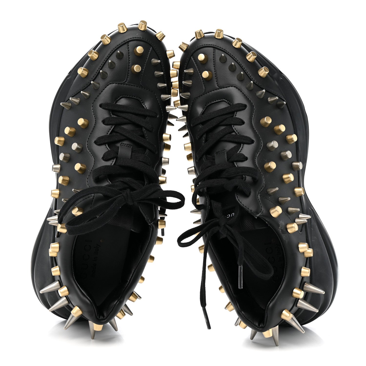 Gucci Demetra Spike Studded Mens Rhyton Sneakers 10 Black
