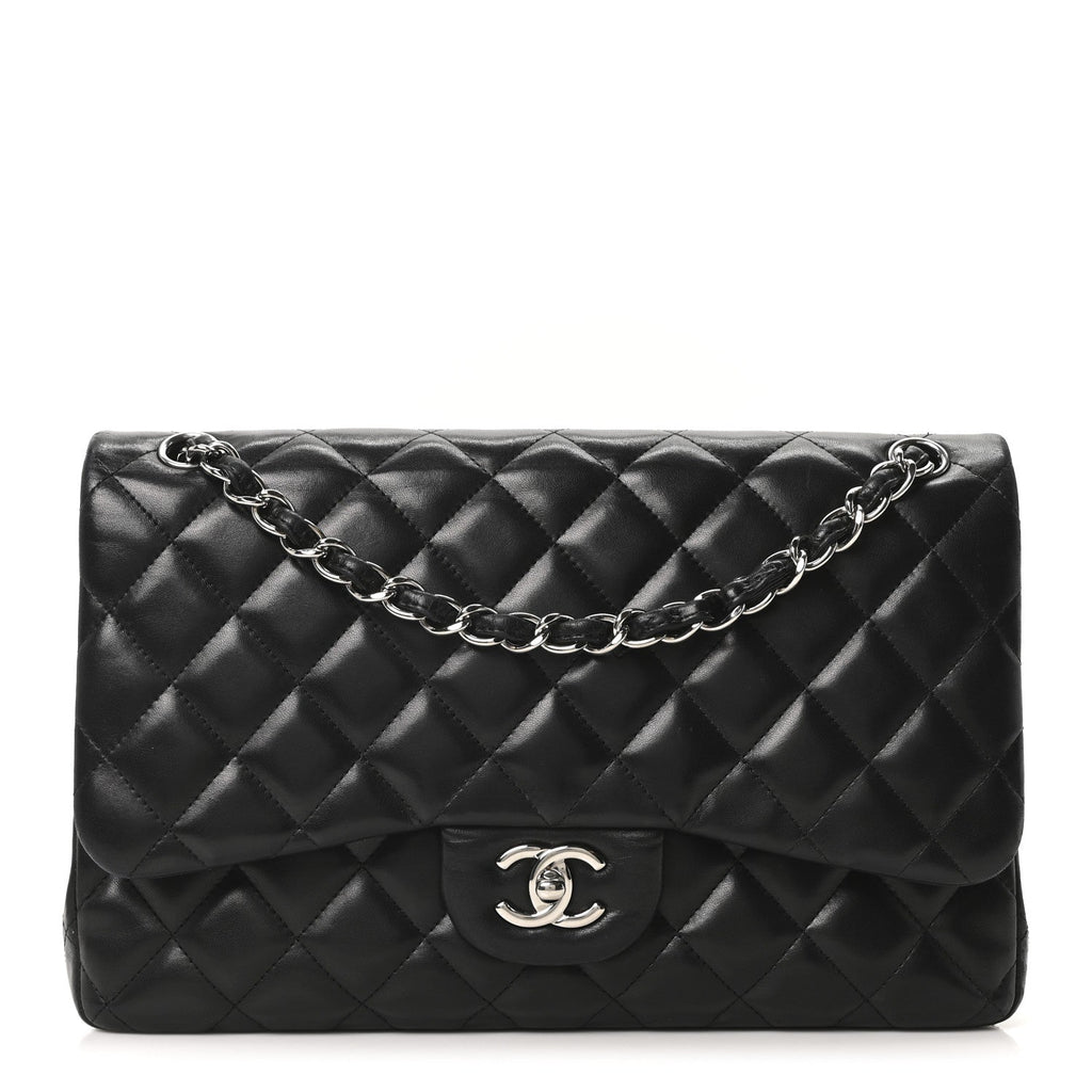 Chanel Lambskin Quilted Jumbo Double Flap Black