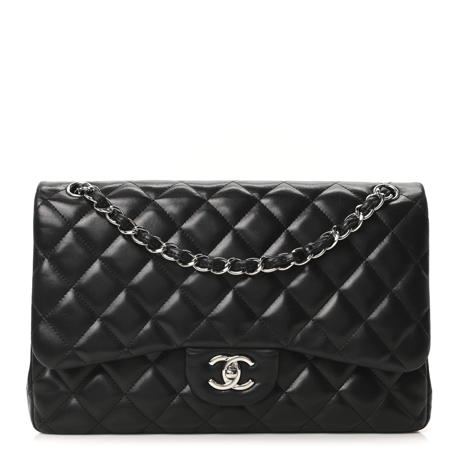Chanel Lambskin Quilted Jumbo Double Flap Black