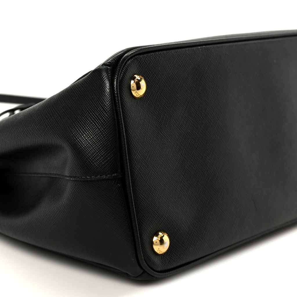 Prada Saffiano Small Galleria Double Zip Tote Black