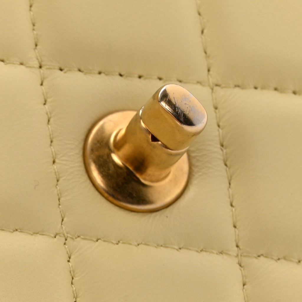 Chanel Lambskin Quilted Sweet Camellia Wallet on Chain WOC Yellow