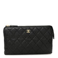 Caviar Quilted Small Zipped Clutch Black