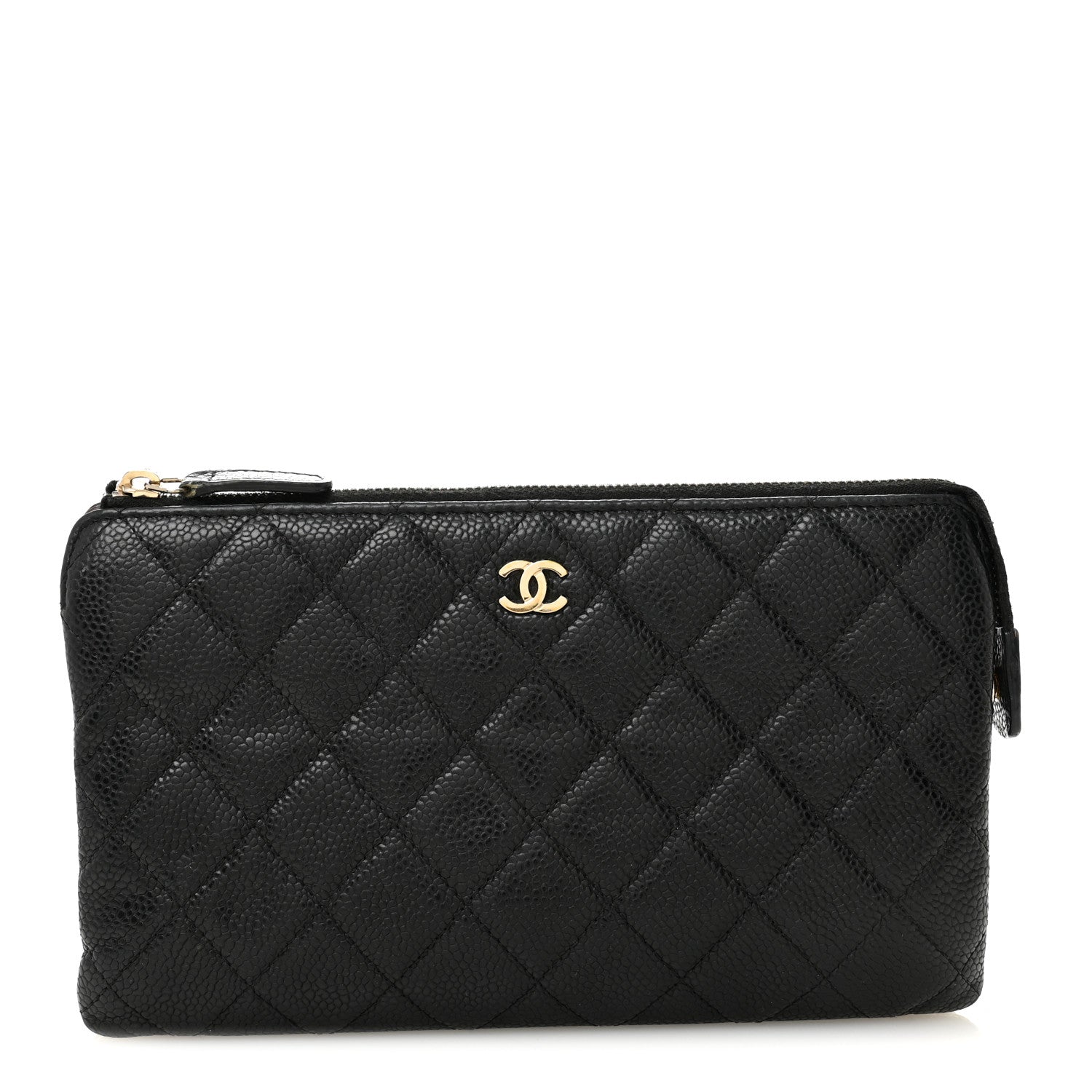 Caviar Quilted Small Zipped Clutch Black
