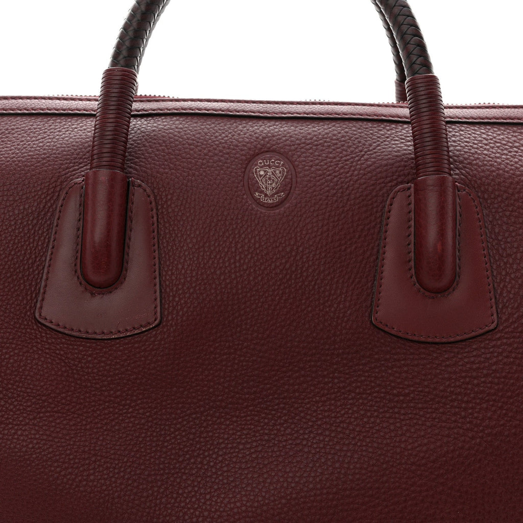 Gucci Grained Calfskin Duffle Bag Burgundy