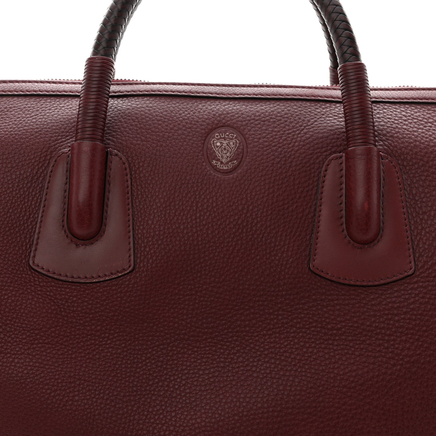 Gucci Grained Calfskin Duffle Bag Burgundy