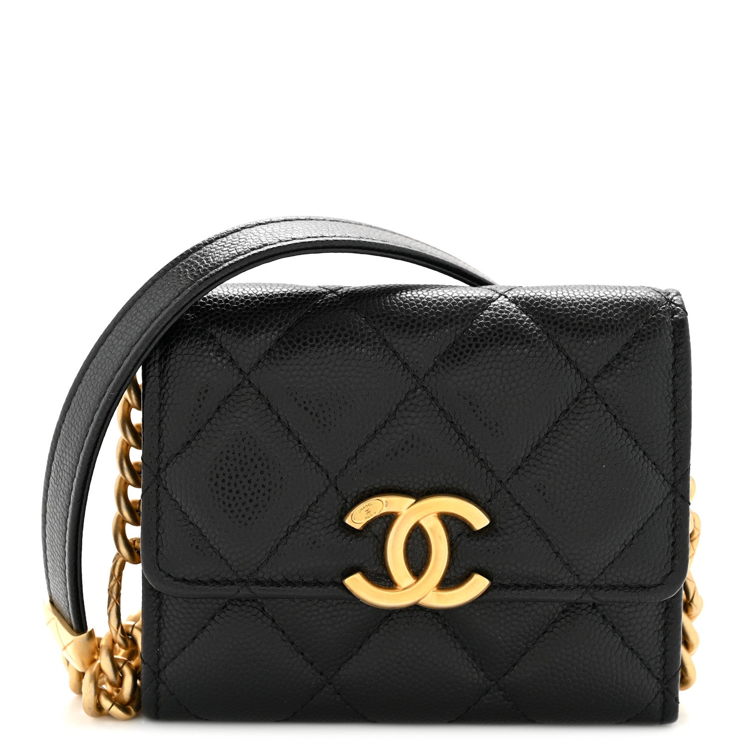 Chanel Caviar Quilted Bracelet On Chain Clutch Black