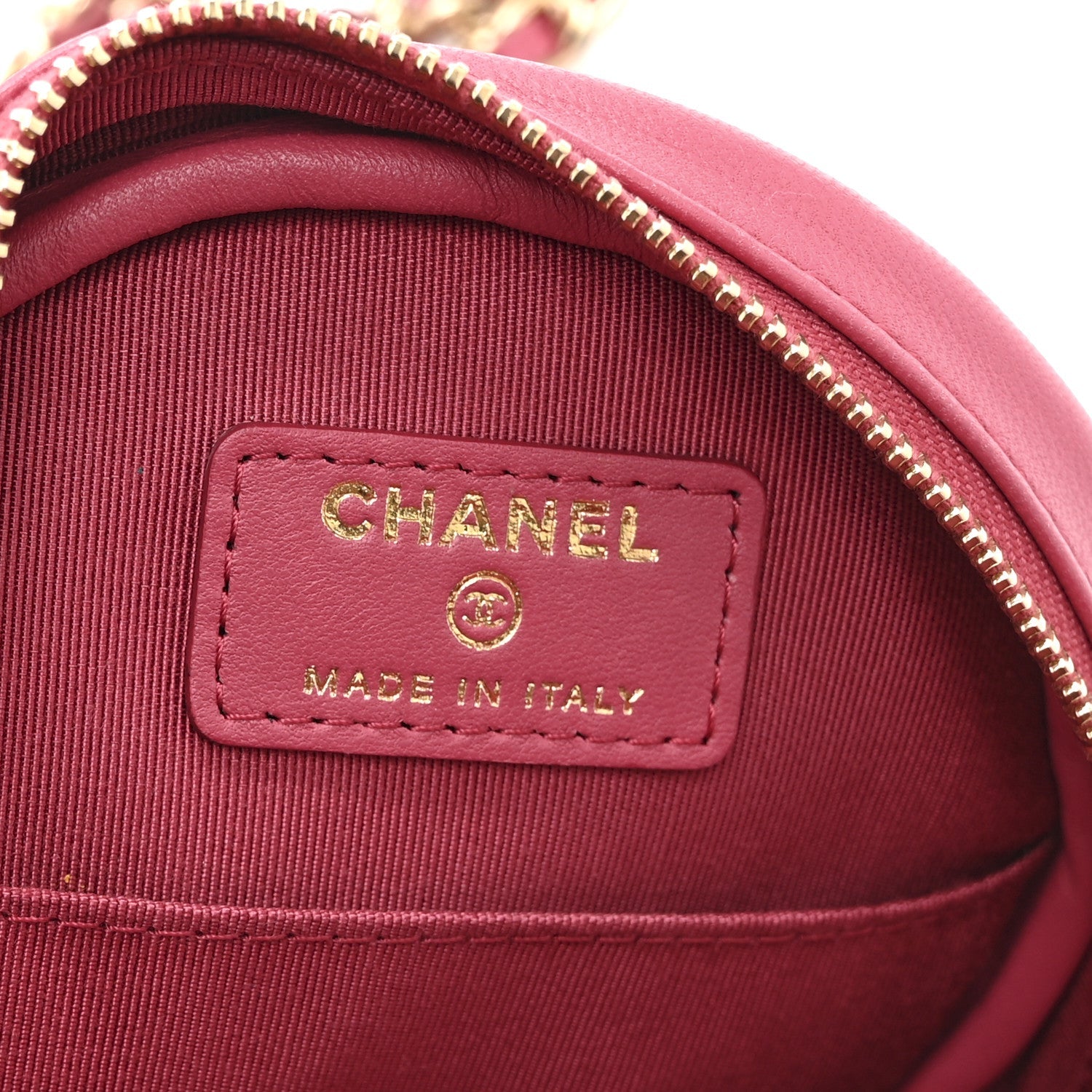 Chanel Lambskin Quilted Round Clutch With Chain Pink
