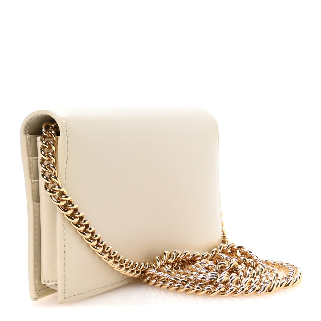 Gucci Boarded Plutone Calfskin Horsebit 1955 Wallet On Chain Mystic White