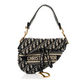 Christian Dior Oblique Embroidered Saddle Bag Blue
