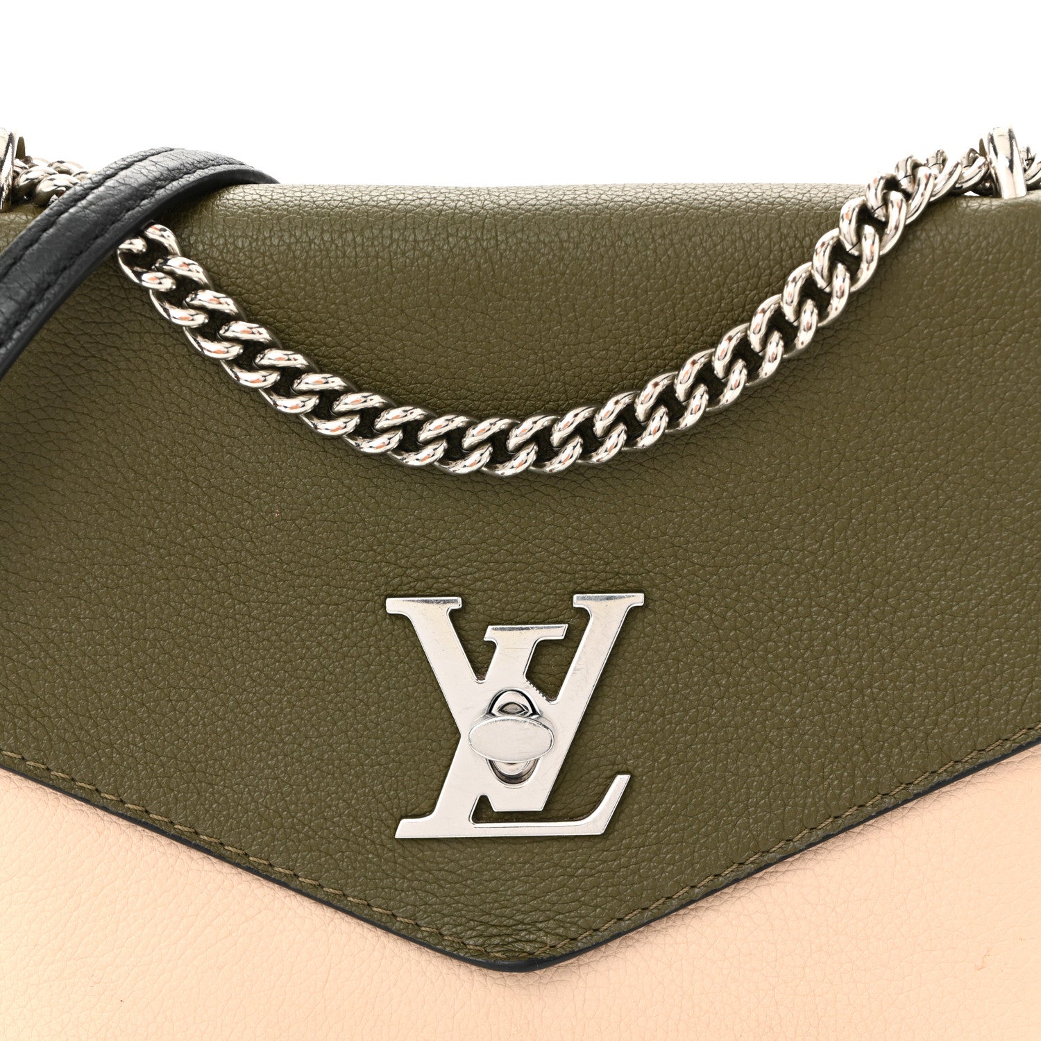 Louis Vuitton Soft Calfskin Mylockme Chain Bag BB Smokey Brown Green