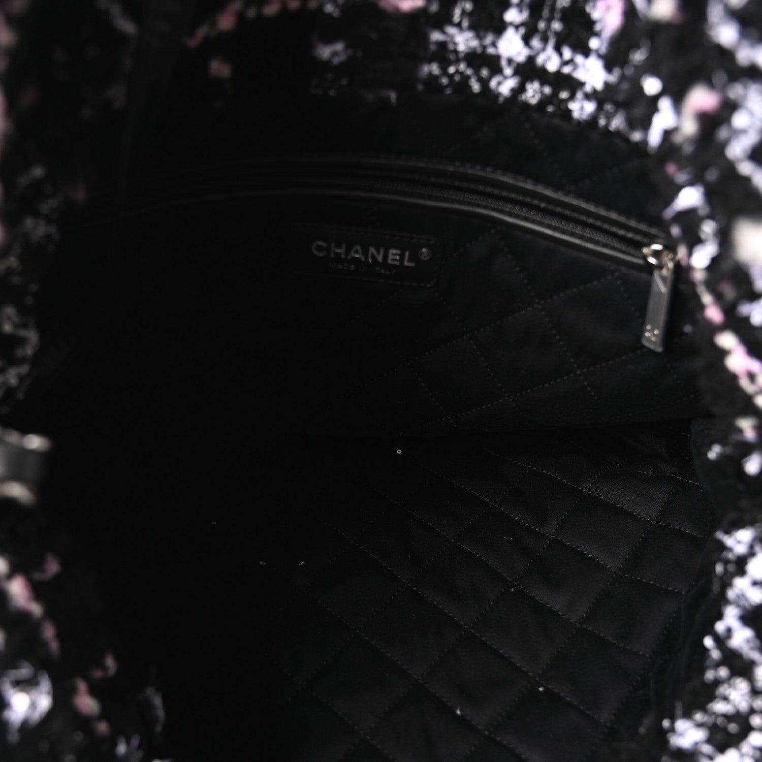 Chanel Tweed Patchwork Quilted Small Chanel 22 Black Pink White