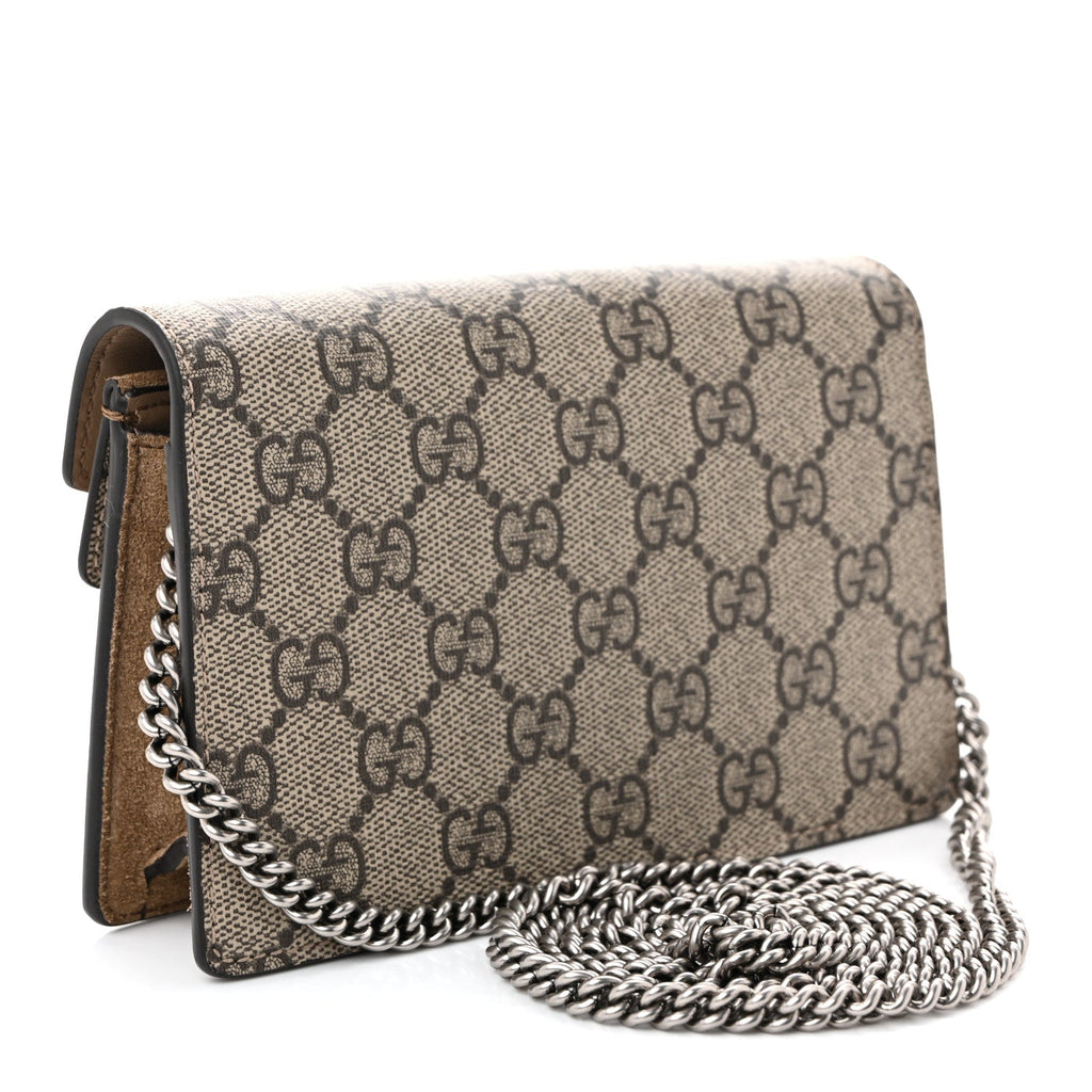 Gucci GG Supreme Monogram Super Mini Dionysus Shoulder Bag Taupe