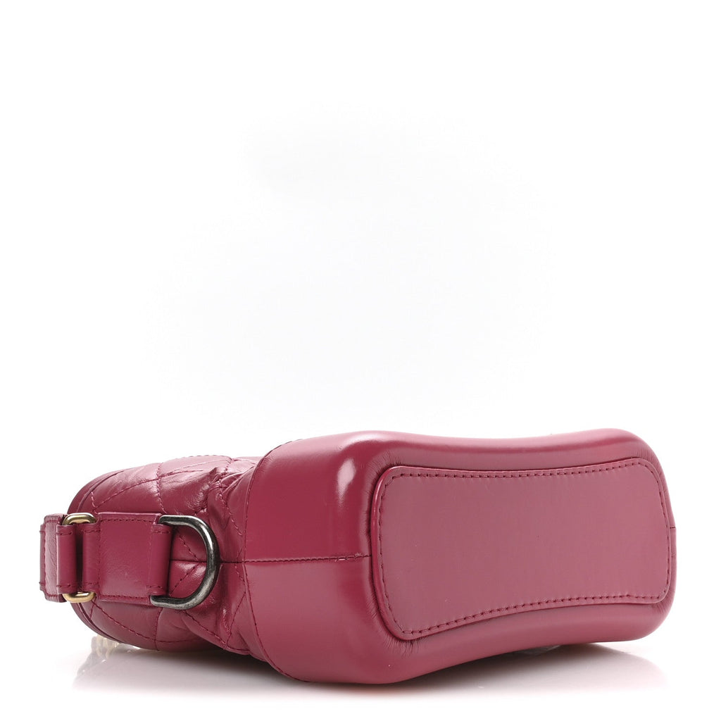 Chanel Aged Calfskin Quilted Small Gabrielle Hobo Fuchsia