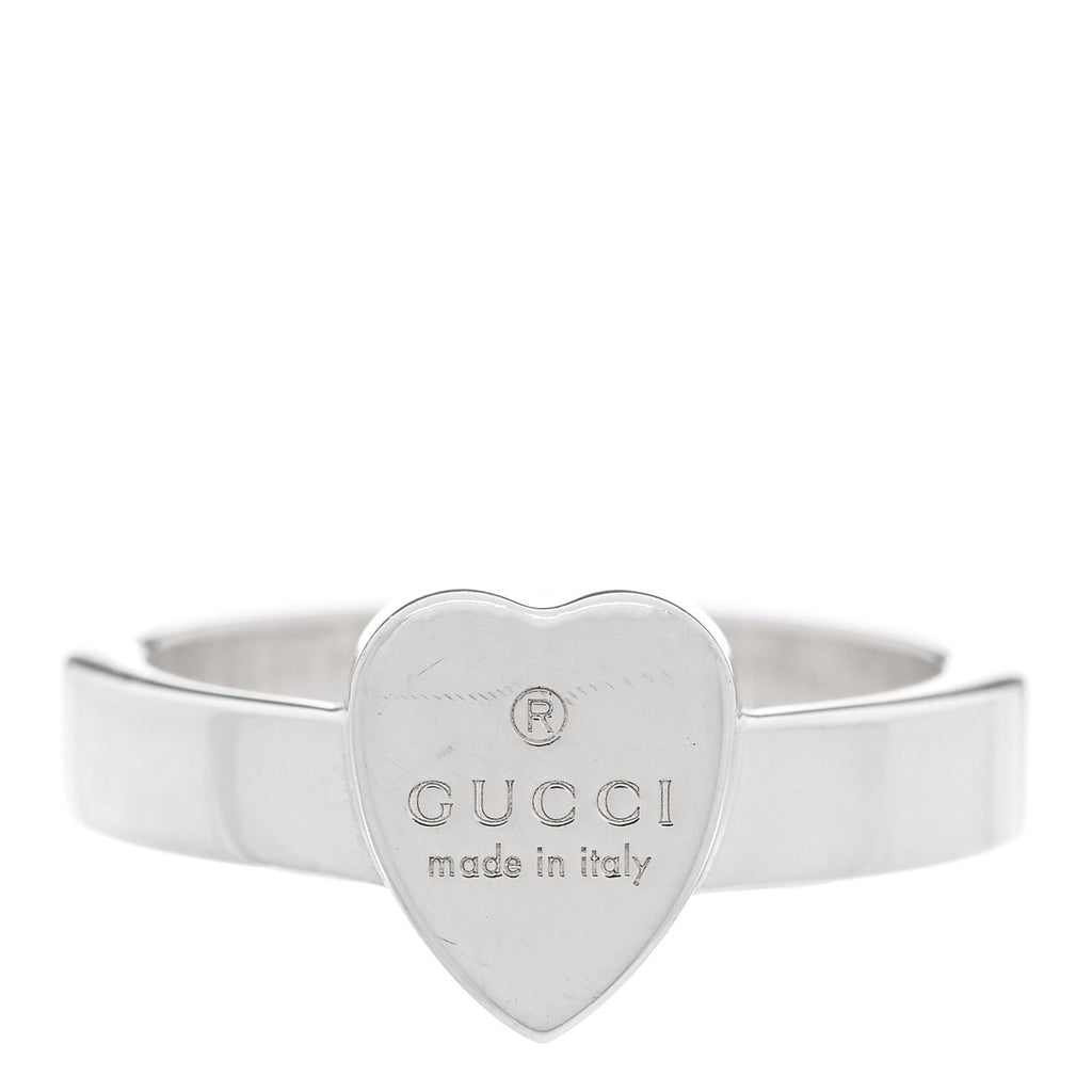 Gucci Sterling Silver Trademark Heart Ring 56 7.5