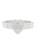 Gucci Sterling Silver Trademark Heart Ring 56 7.5