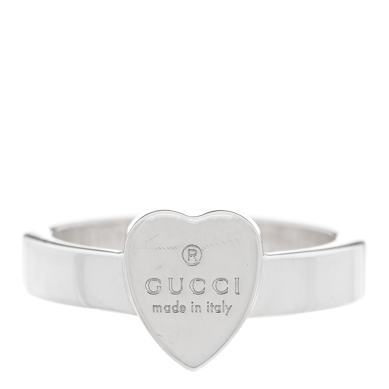 Gucci Sterling Silver Trademark Heart Ring 56 7.5