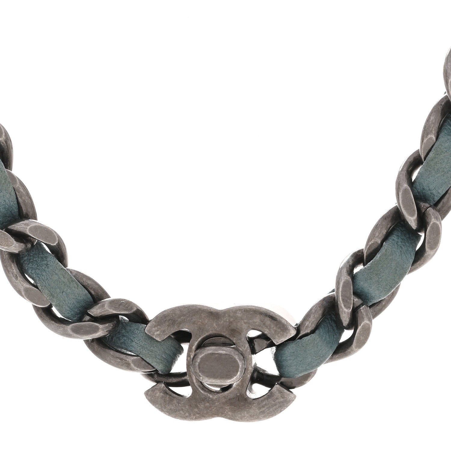 Lambskin CC Turnlock Choker Necklace Navy Blue