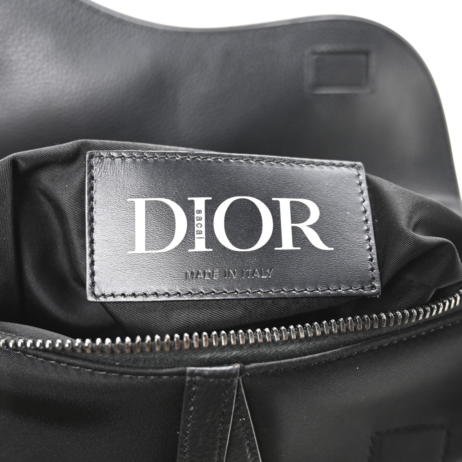 Christian Dior Nylon Grained Calfskin Saddle Bag Black Multicolor
