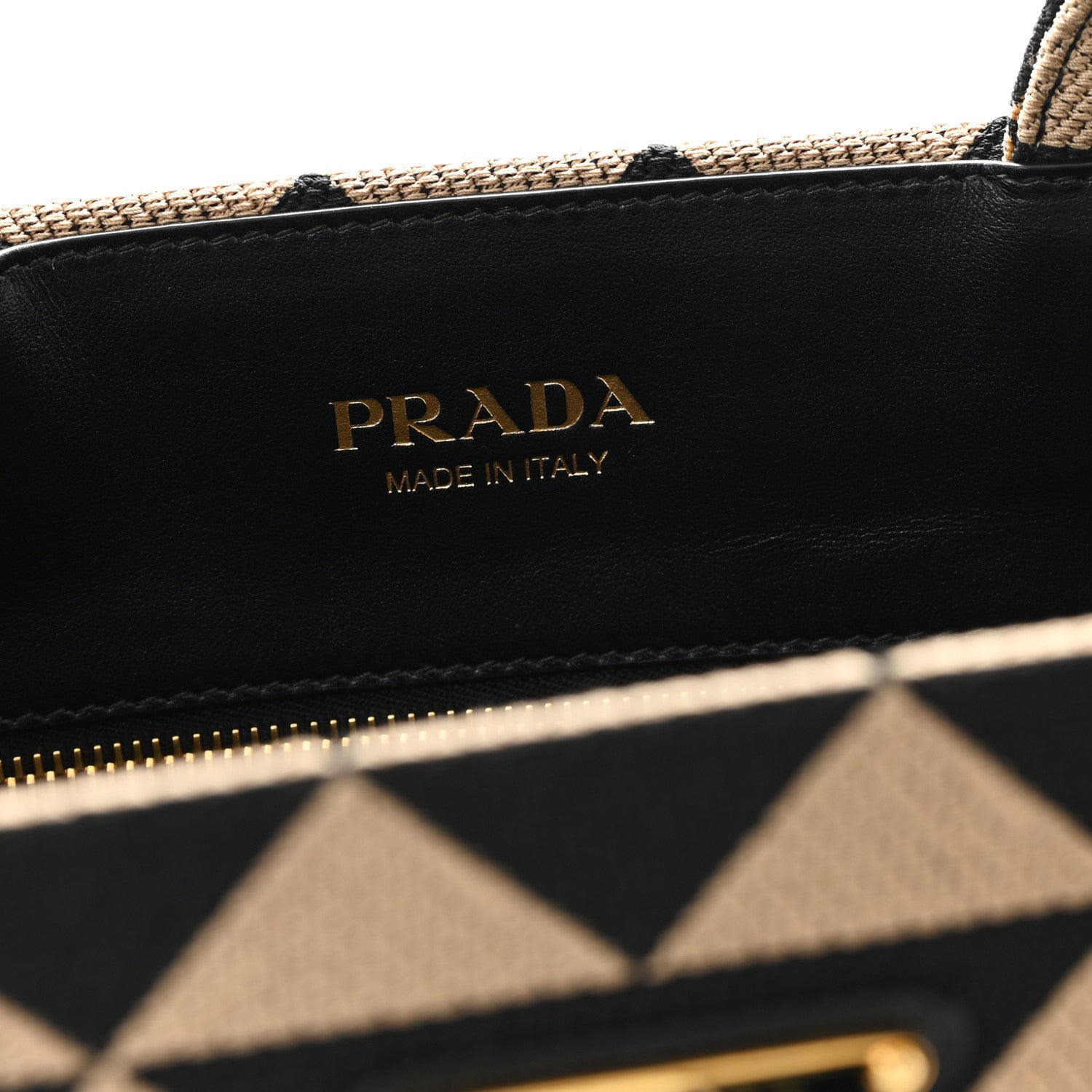 Prada Jacquard Saffiano Triangolo Symbole Embroidered Large Tote Black Corda
