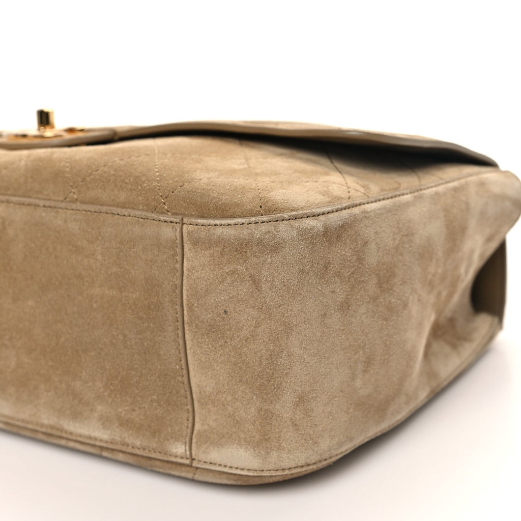 Chanel Suede Calfskin Small Souplissimo Maxi Flap Dark Beige