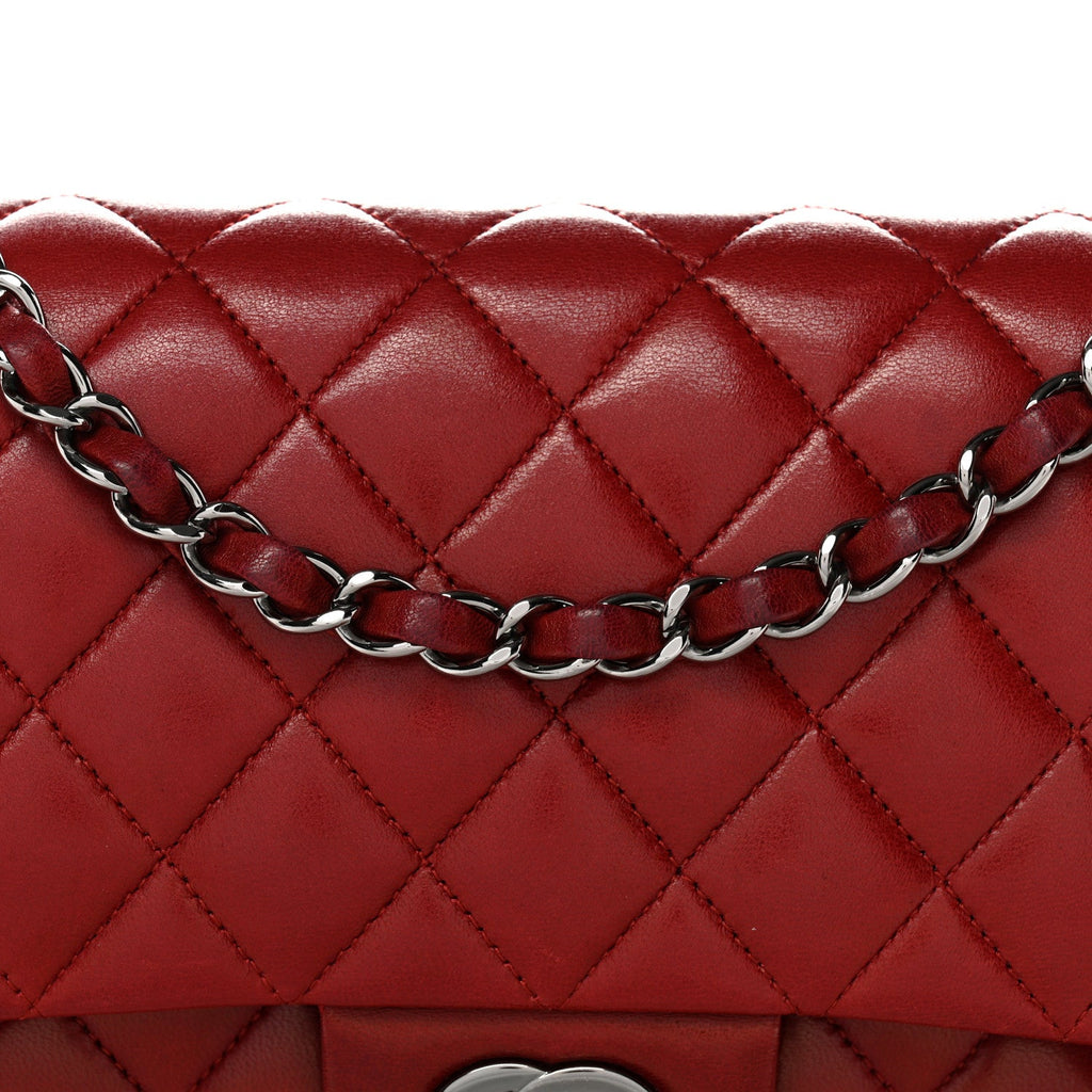 Chanel Lambskin Quilted Medium Double Flap Red
