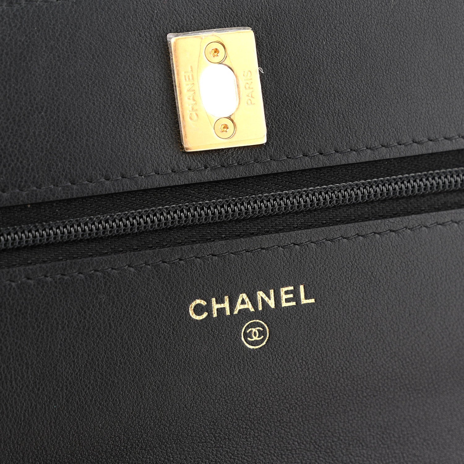 Chanel Lambskin Quilted Sweet Camellia Wallet On Chain WOC Black