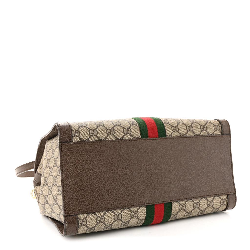 Gucci GG Supreme Monogram Web Medium Ophidia Tote Bag Brown