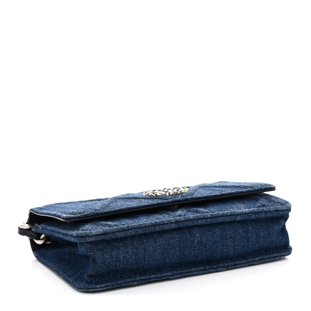 Chanel Denim Quilted Chanel 19 Wallet On Chain WOC Blue