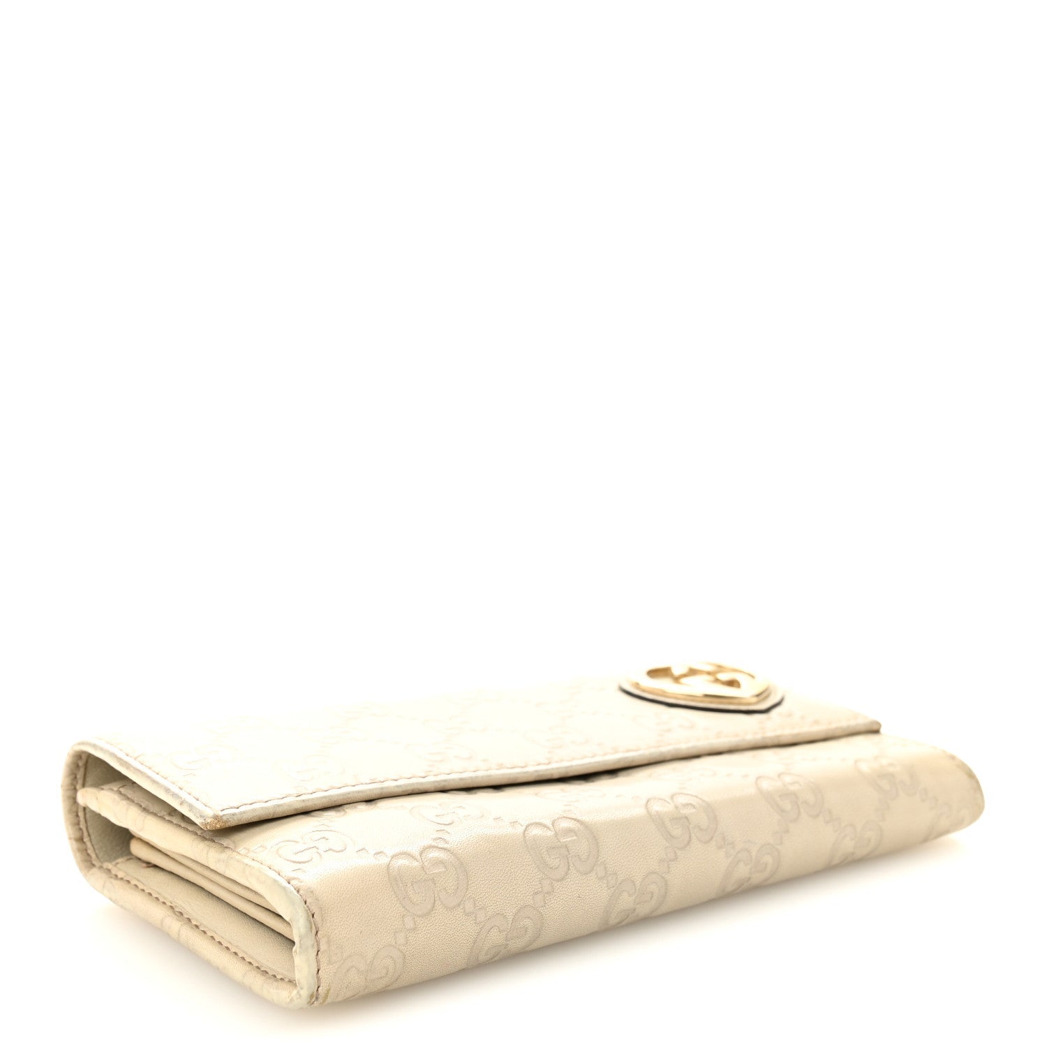 Gucci Shangai Calfskin Lovely Heart Continental Wallet Off White