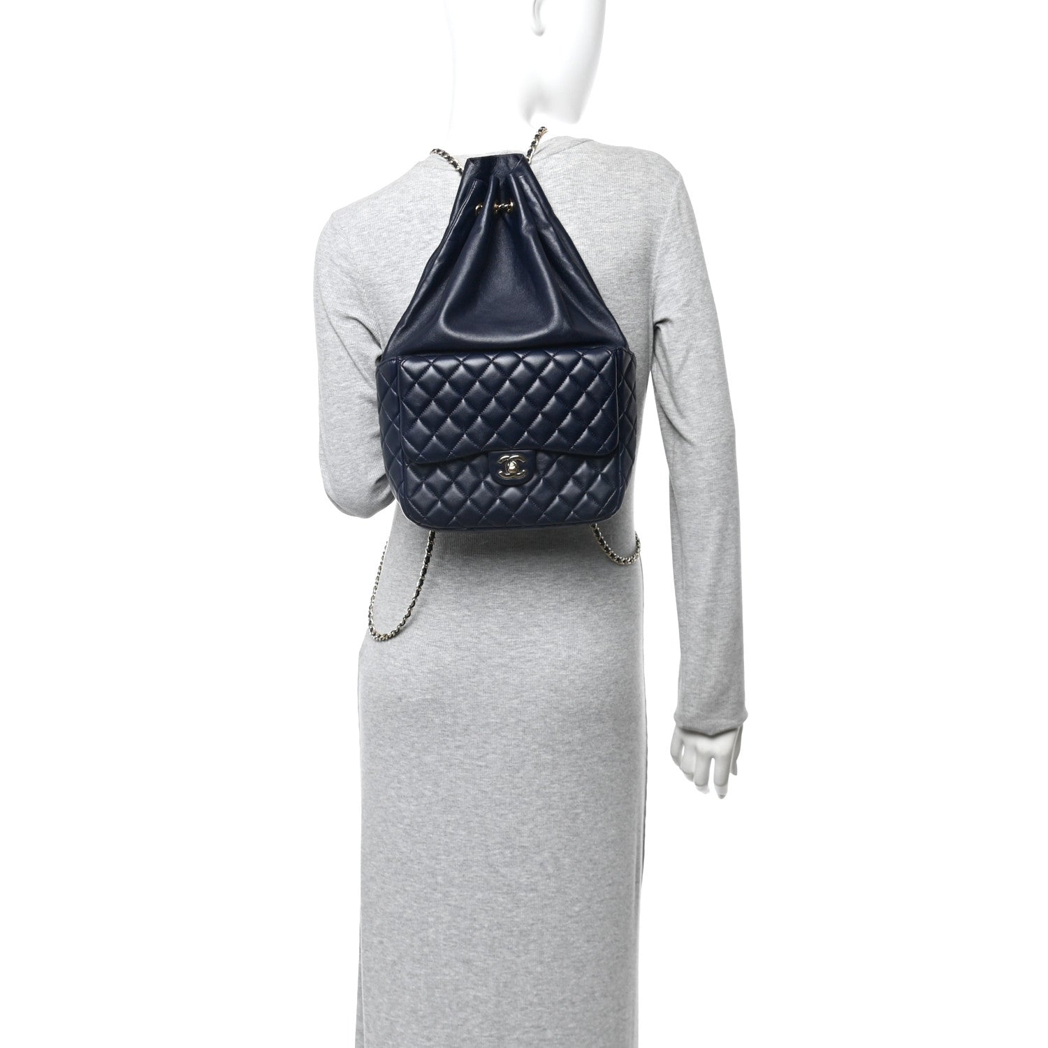 Chanel Lambskin Quilted Large In Seoul Backpack Navy