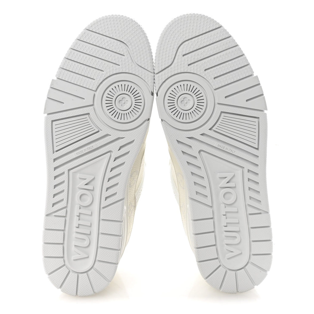 Louis Vuitton Calfskin Monogram Mens LV Trainer Sneakers 7 White