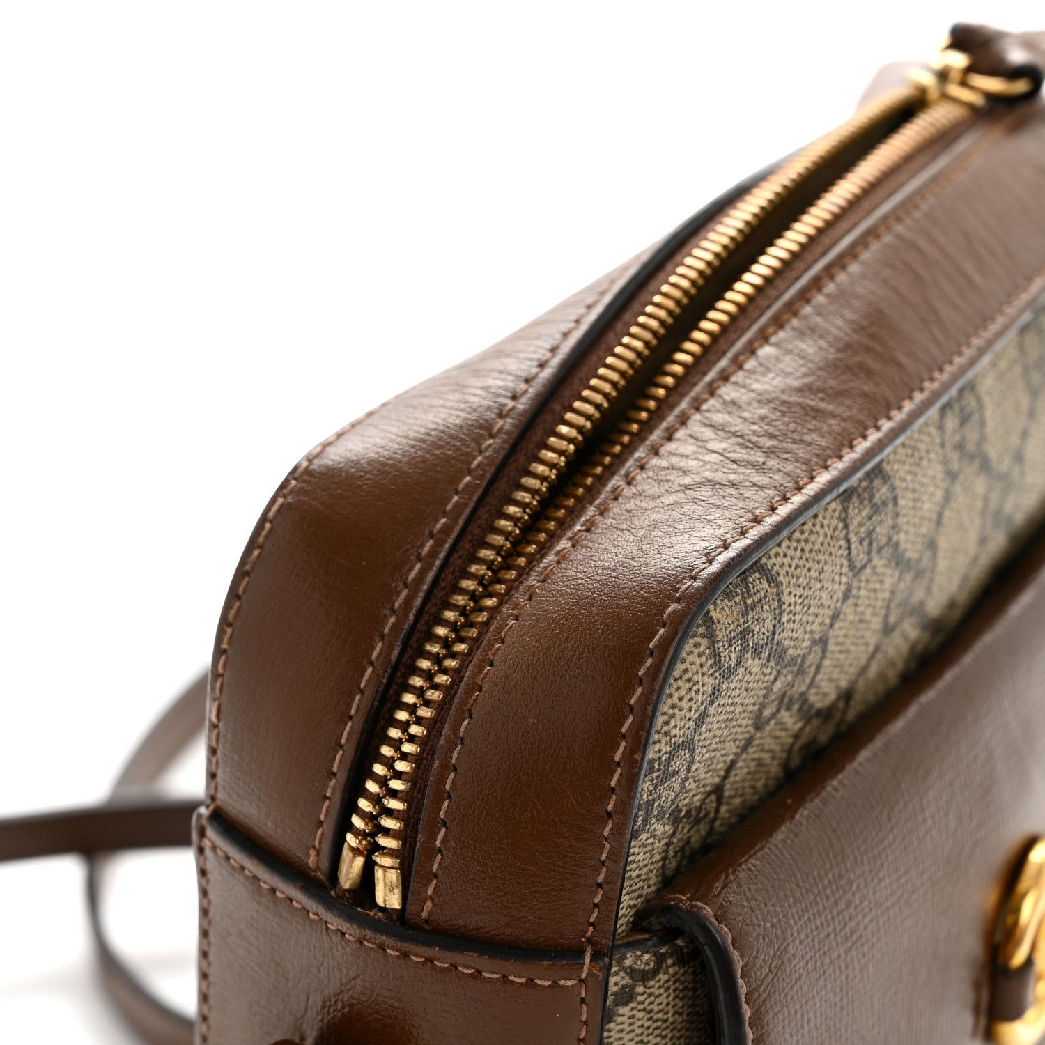 Gucci GG Supreme Monogram Small Horsebit 1955 Shoulder Bag Beige Brown Sugar