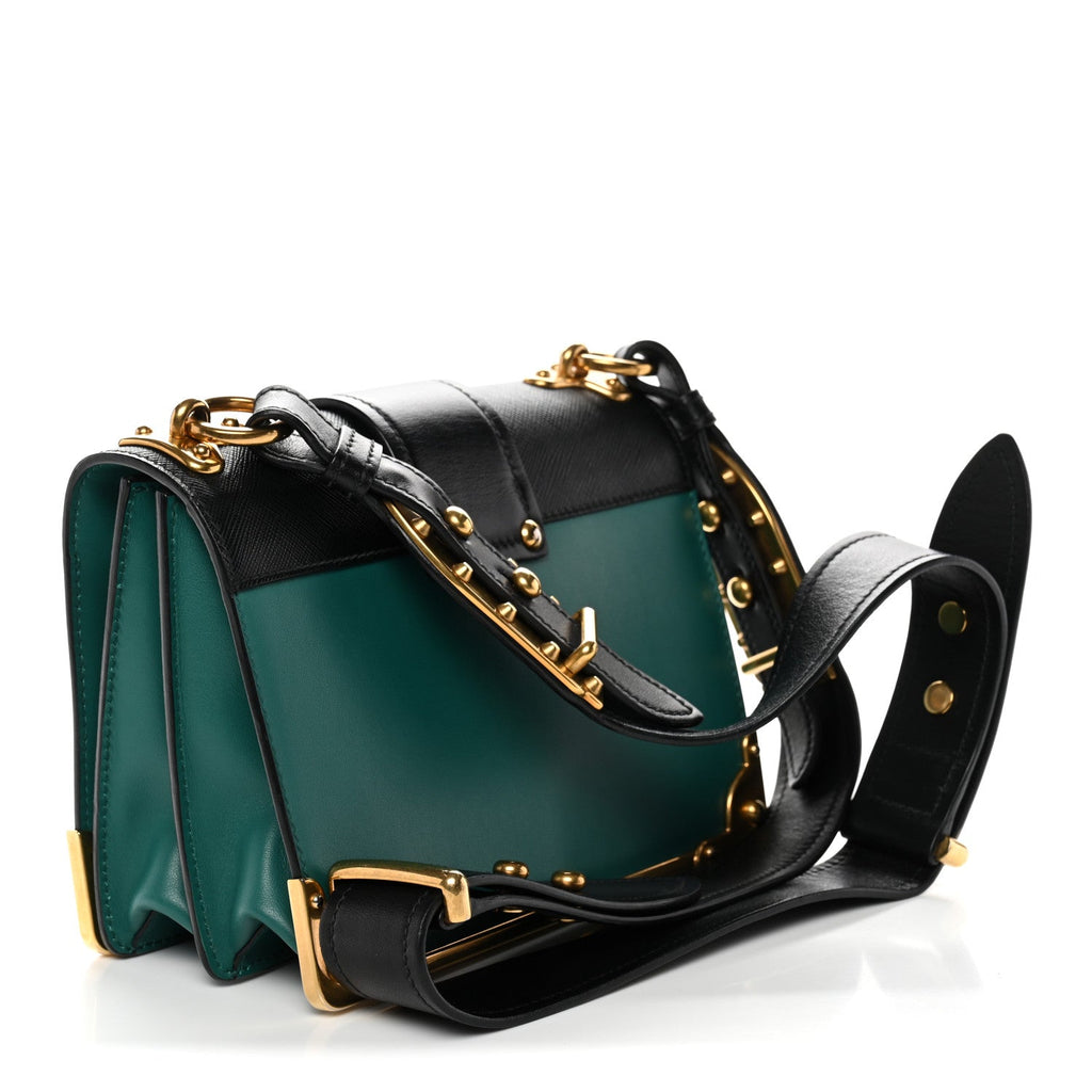 Prada City Calf Saffiano Cahier Bag Biliardo Black